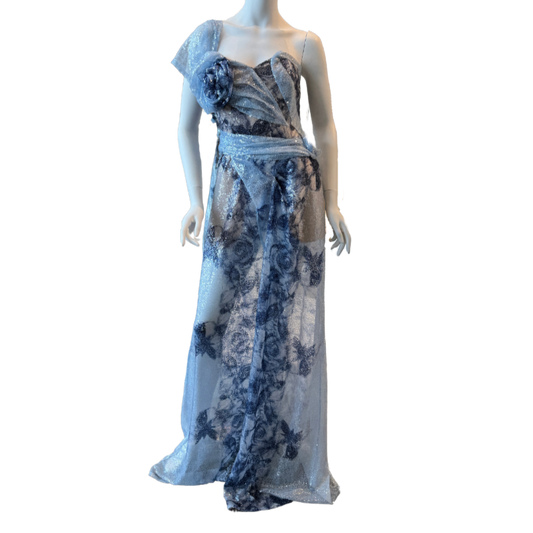 SOLD! Blue & White Watercolor Sequin Dress