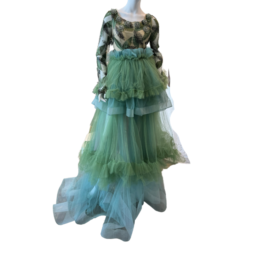 Green/Blue Ruffle Gown