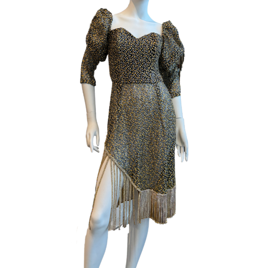 Gold Chain Fringe Midi Dress