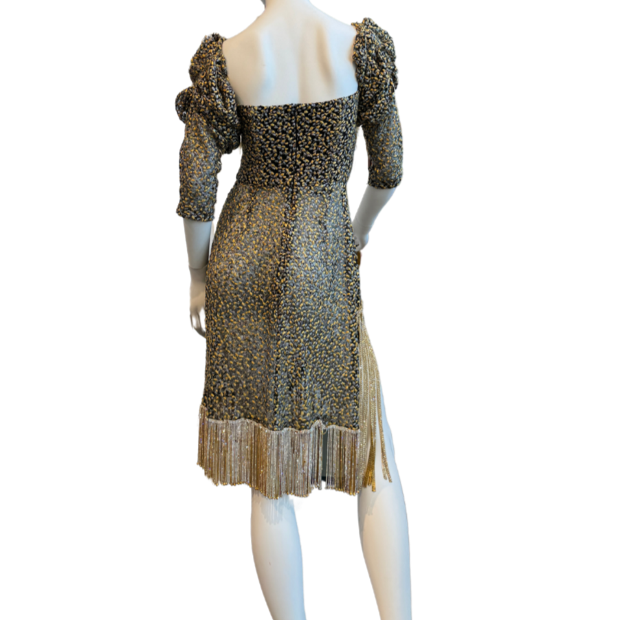 Gold Chain Fringe Midi Dress