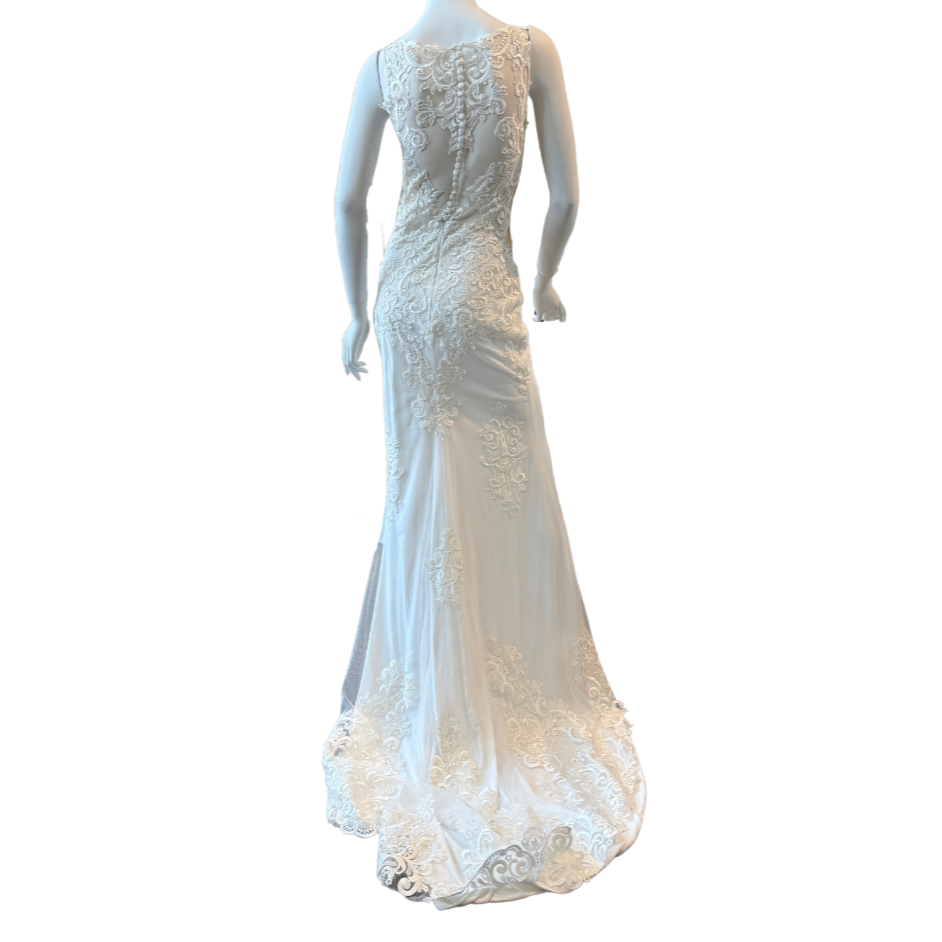 White Fitted Gown w/Mesh Cutouts