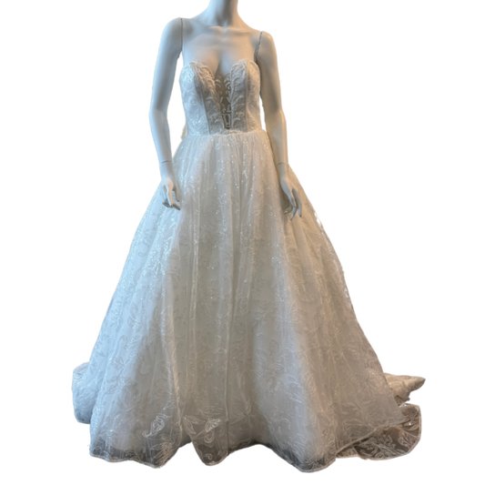 White Strapless Ballgown w/Embroidered Sequin
