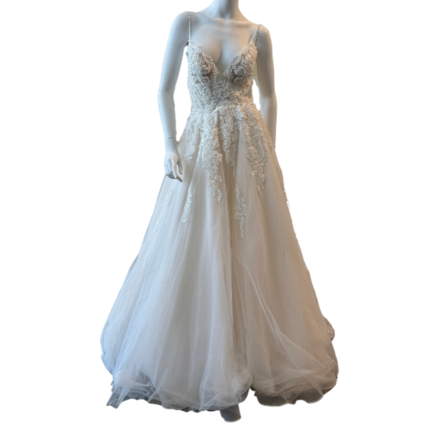 Cream Ballgown w/Floral Beaded Appliqué