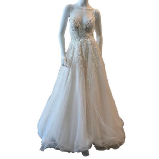 Cream Ballgown w/Floral Beaded Appliqué