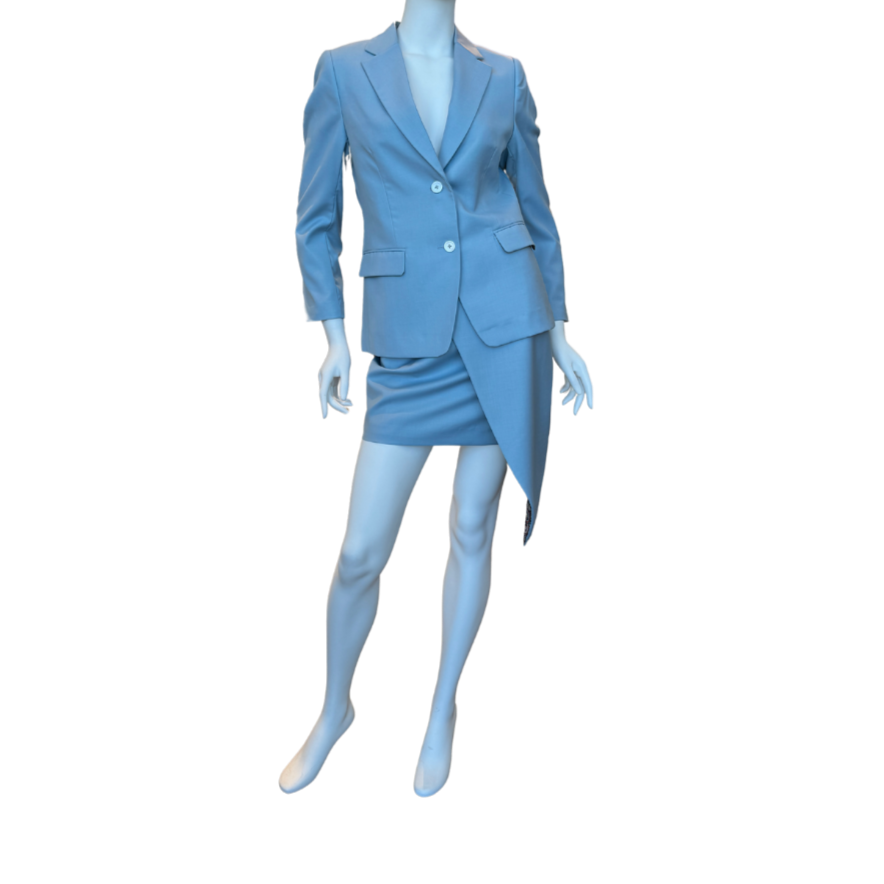 Baby Blue Suit w/Asymmetrical Skirt