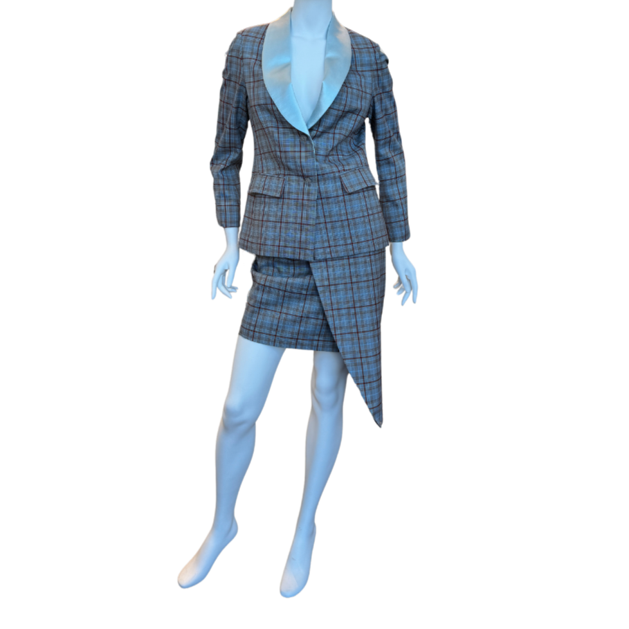 Plaid Suit w/Asymmetrical Skirt