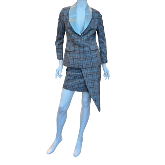 Plaid Suit w/Asymmetrical Skirt