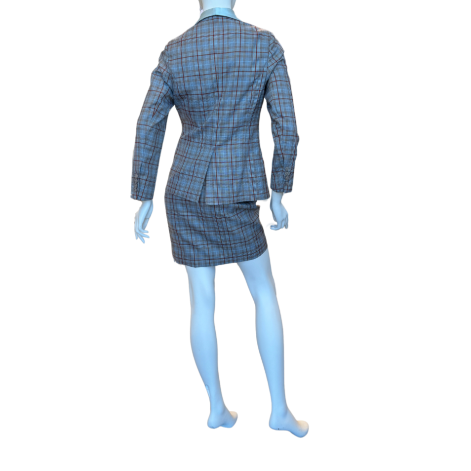 Plaid Suit w/Asymmetrical Skirt