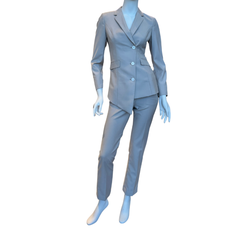 Grey Pantsuit w/Asymmetrical Jacket