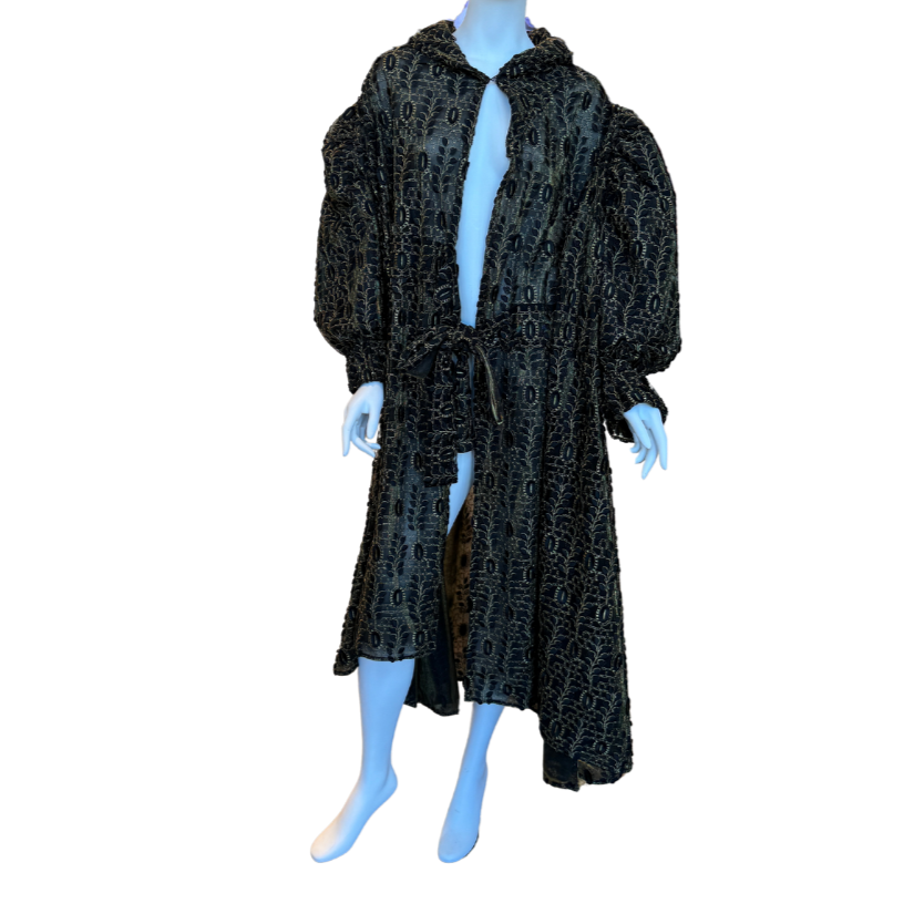 Black/Gold Embroidered Mesh Cape