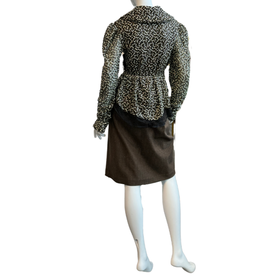 Brown Pinstripe Autumn Sheath Dress