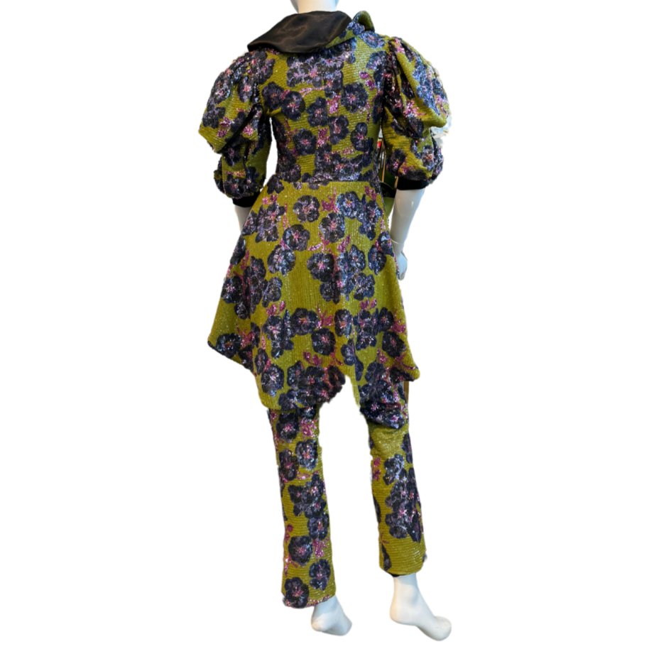 SOLD! Green Floral Sequin Two-Piece Jumpsuit