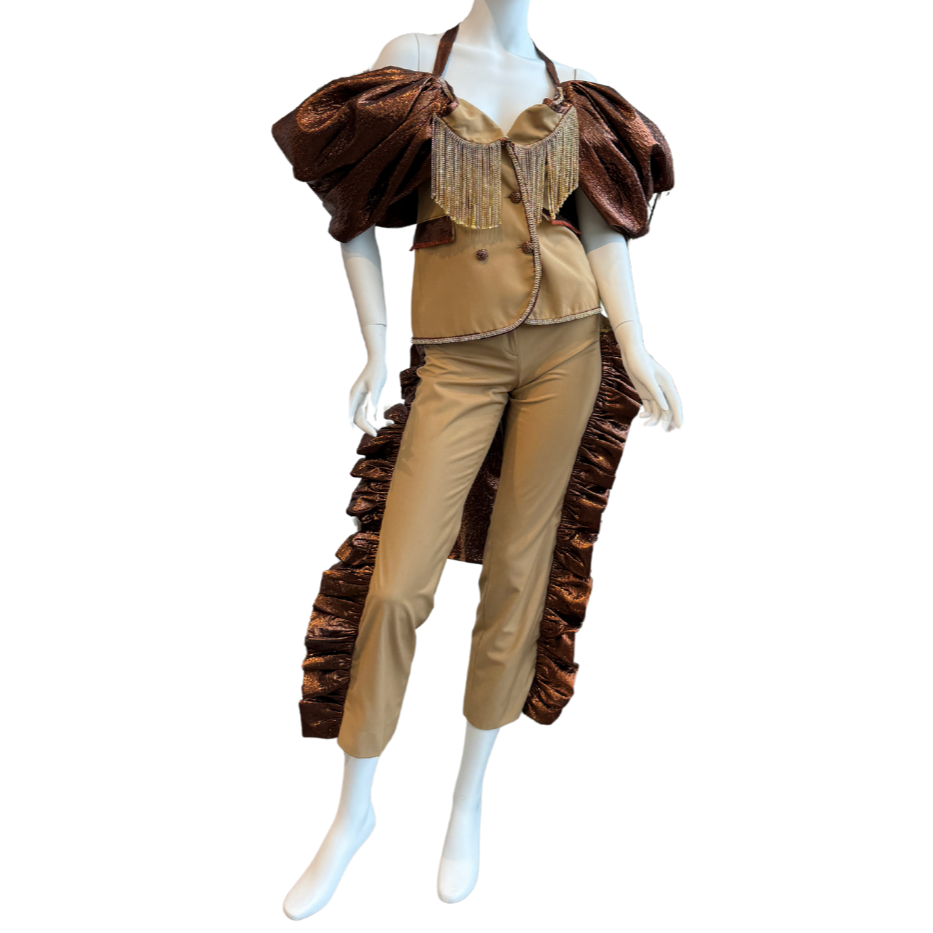 Bronze Ruffled Stylized Pantsuit