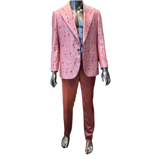 Pink Floral Satin Suit