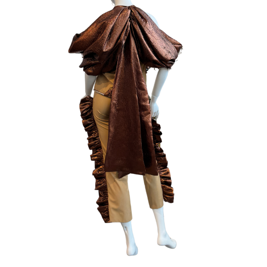 Bronze Ruffled Stylized Pantsuit