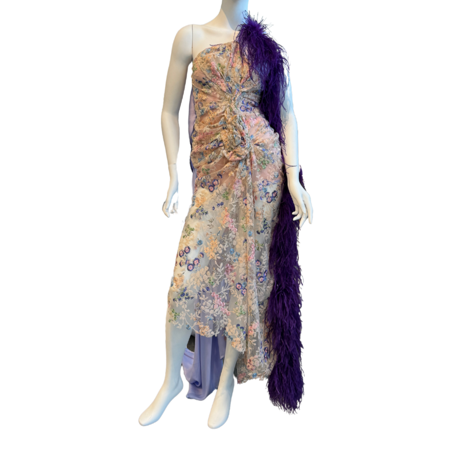 Cream/Lavender Floral Sequin Dress