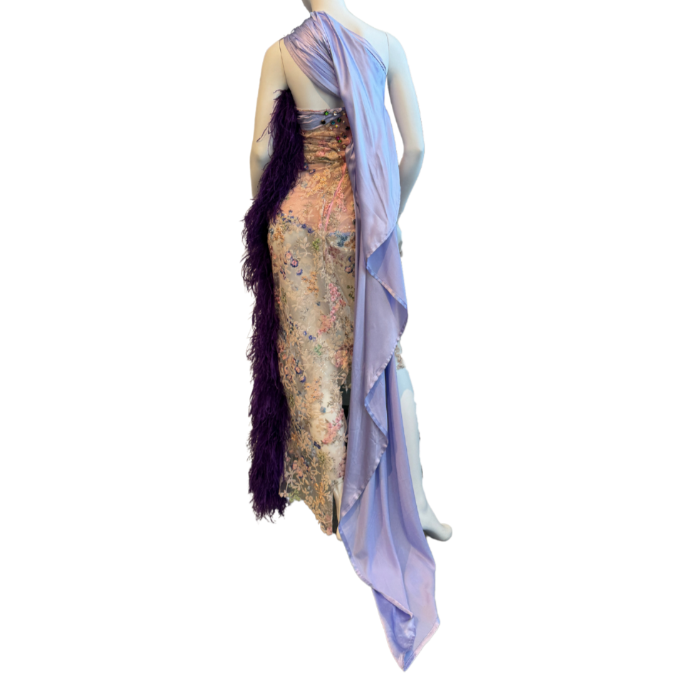 Cream/Lavender Floral Sequin Dress