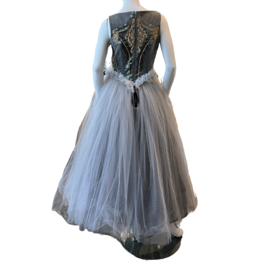 Metallic Sequin Tulle Gown