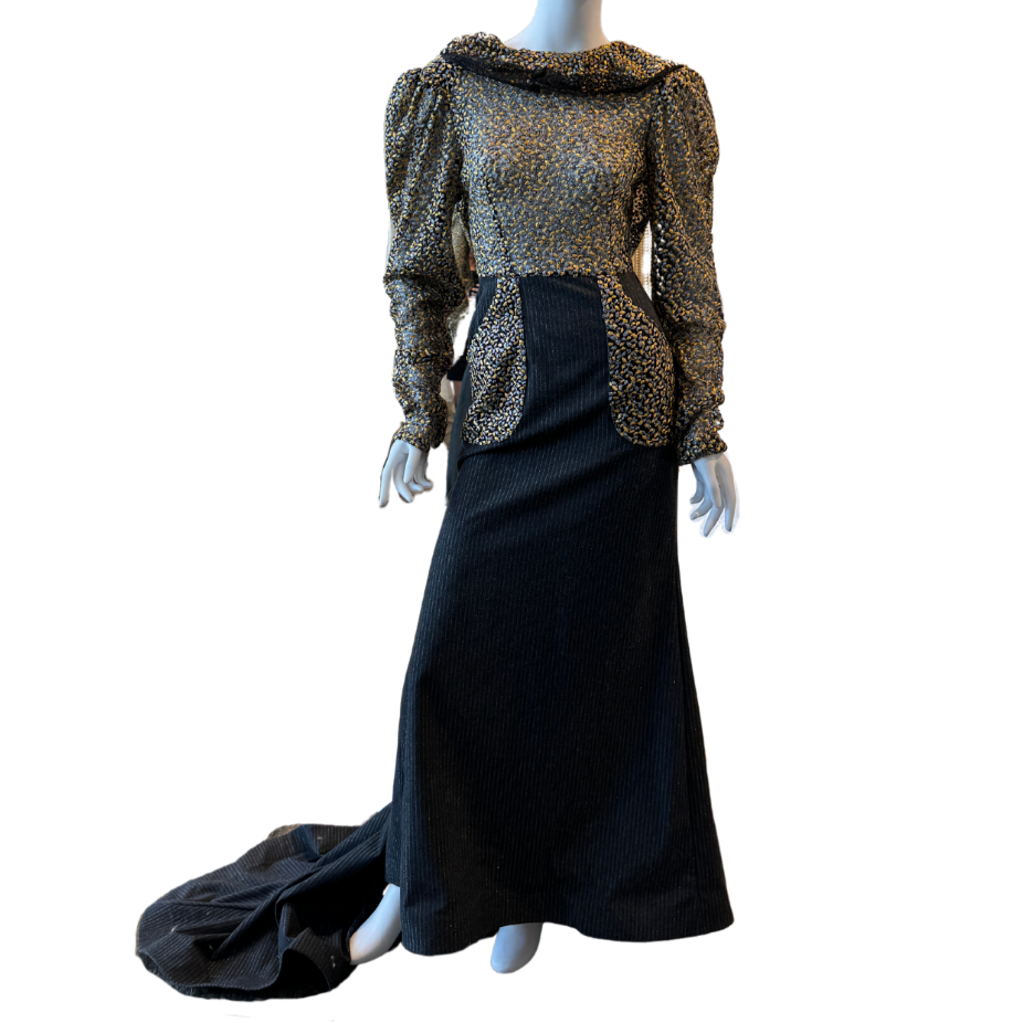 Gray Pinstripe w/Yellow Accents Dress