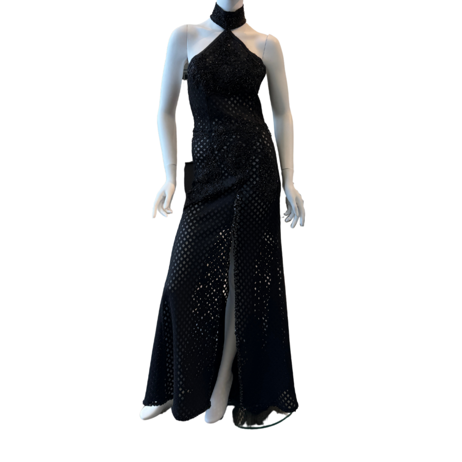 Black Diamond Pattern Sheer Dress
