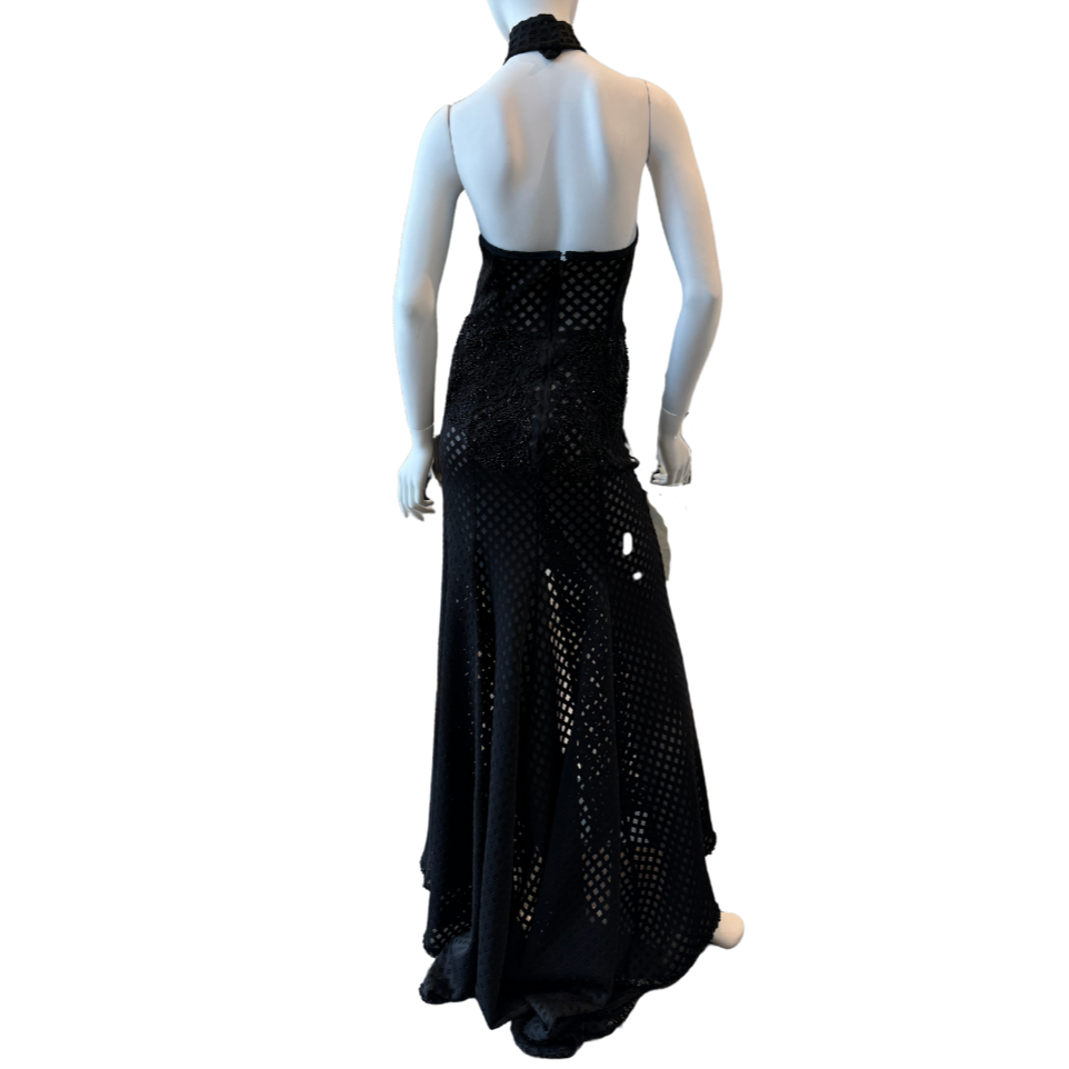 Black Diamond Pattern Sheer Dress