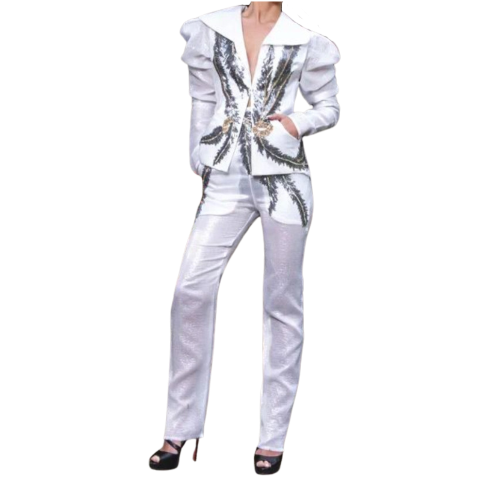 White Suit w/Silver & Gold Sequin