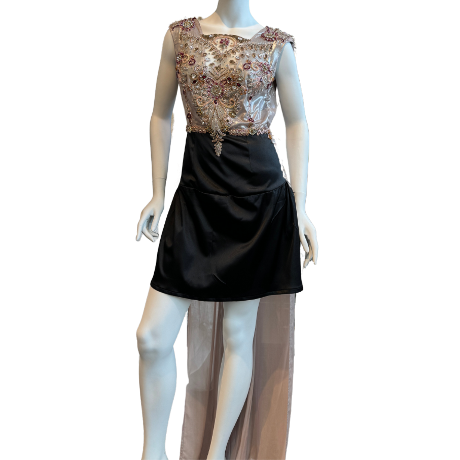 Champagne Beaded Cocktail Dress