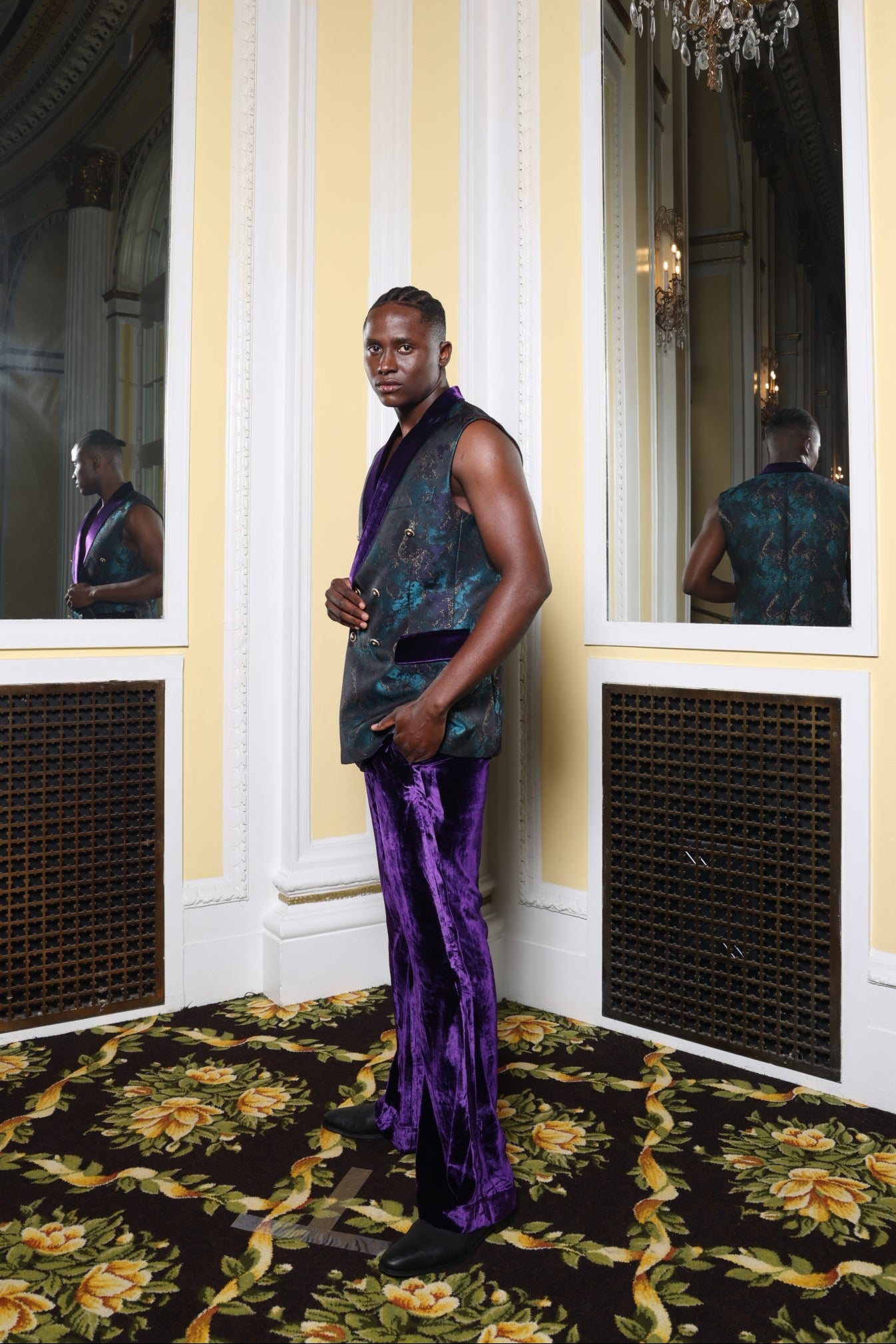 Marbled Vest w/Purple Velvet Pants