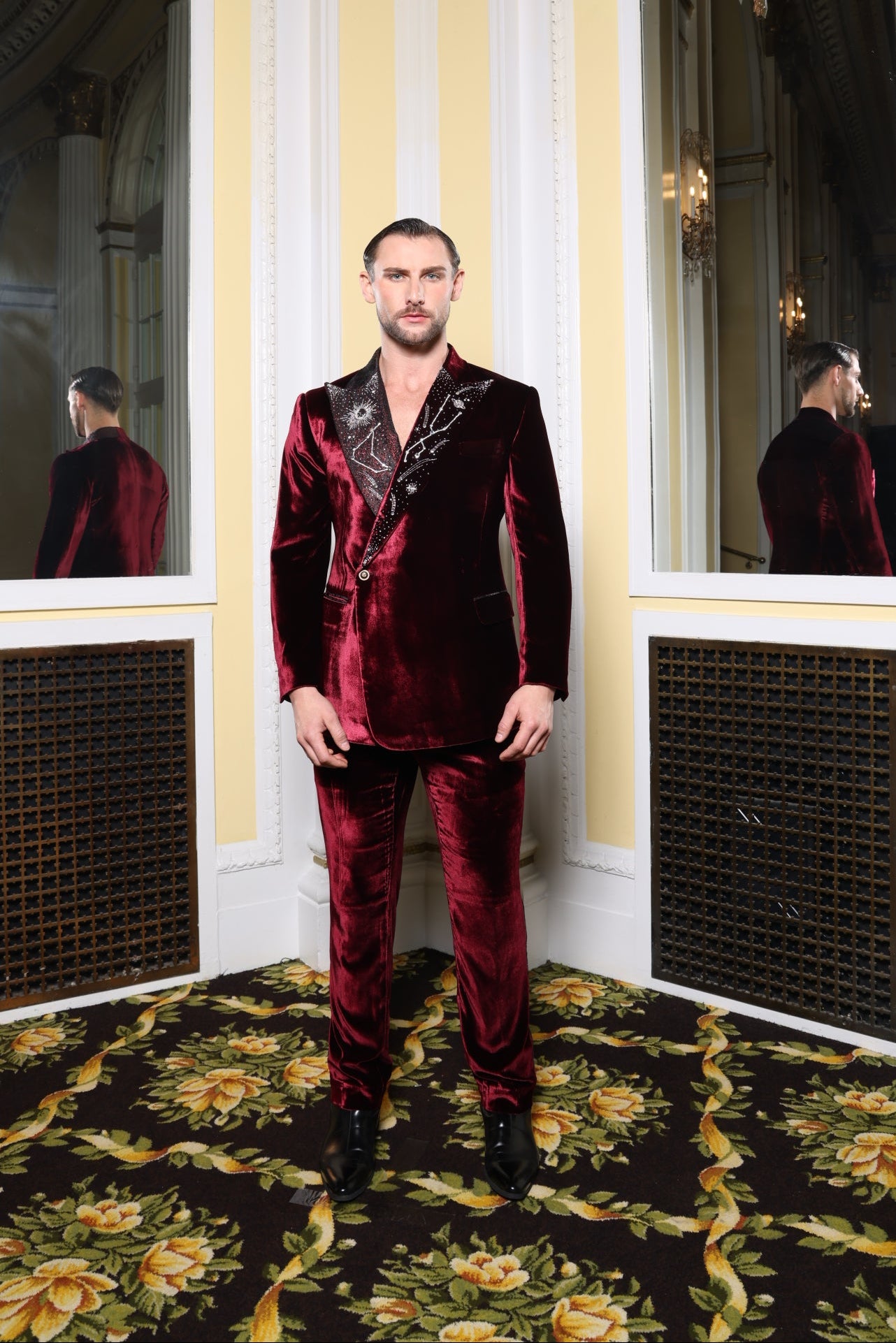 Burgundy Velvet Constellation Suit