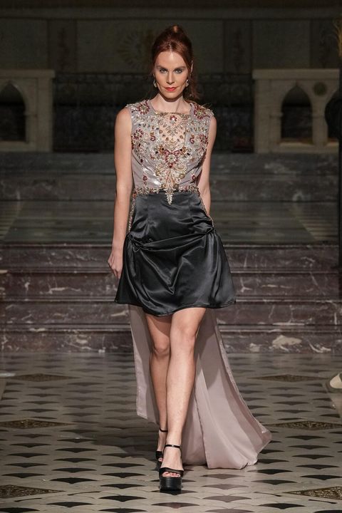 Champagne Beaded Cocktail Dress