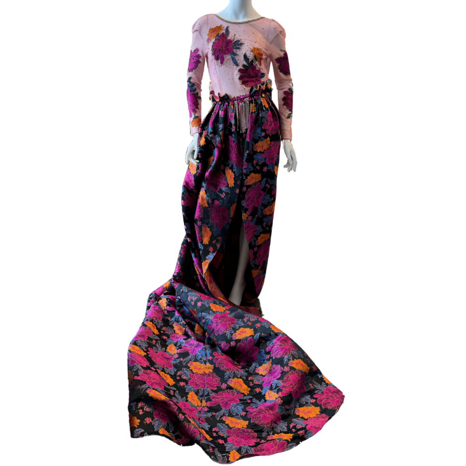 Silk Floral Brocade Gown