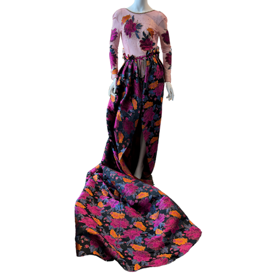 Silk Floral Brocade Gown