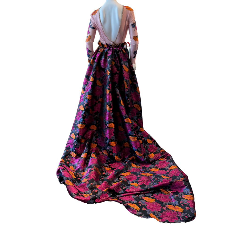 Silk Floral Brocade Gown