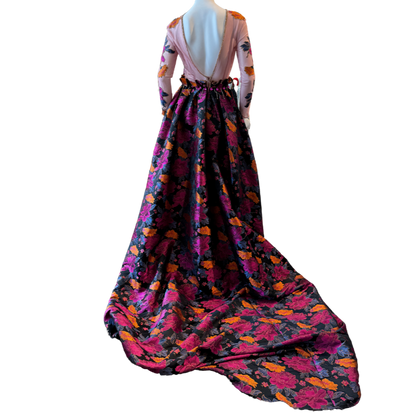 Silk Floral Brocade Gown