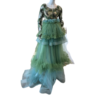 Green/Blue Ruffle Gown