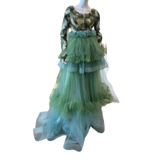 Green/Blue Ruffle Gown