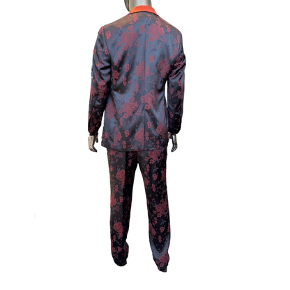 Black & Red Floral Double Breasted Suit