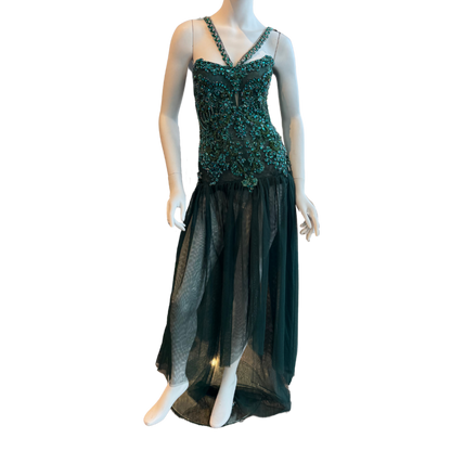 Emerald Jeweled Sheer Dress
