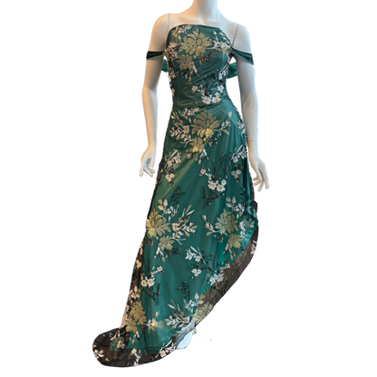SOLD! Emerald Floral Asymmetrical Dress