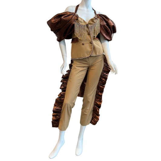 Bronze Ruffled Stylized Pantsuit