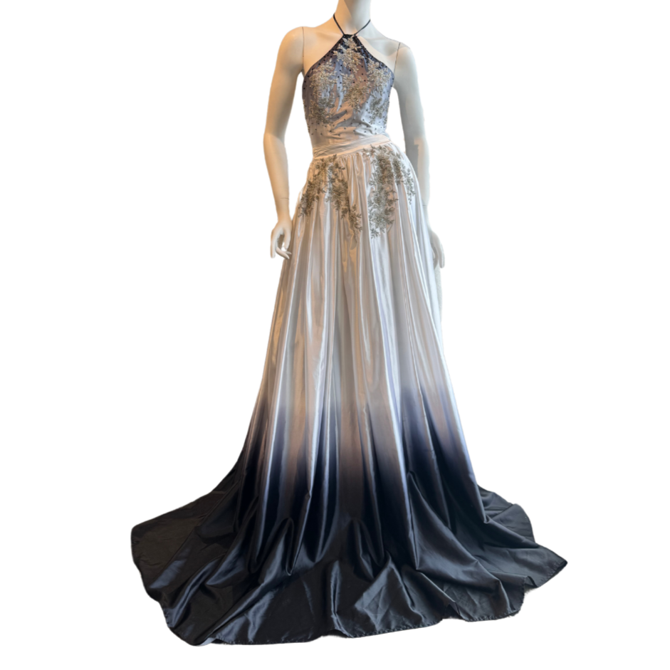 black and white ombre wedding dress Ombre Wedding Dress: Two-piece Tulle Skirt & Bustier, Hand-painted