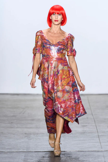 Multicolor Red Sequin Dress