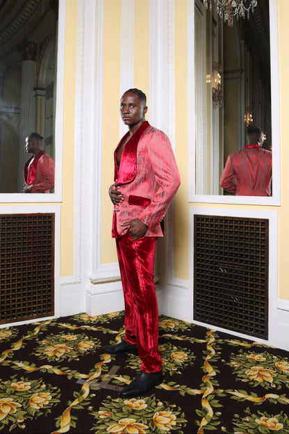 Red Velvet Double Breasted Suit