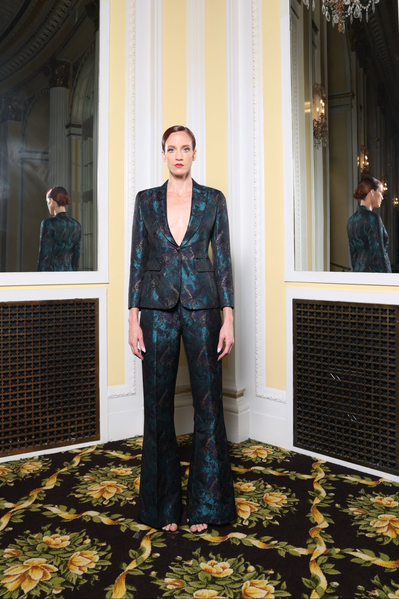 Black/Teal Abstract Pantsuit