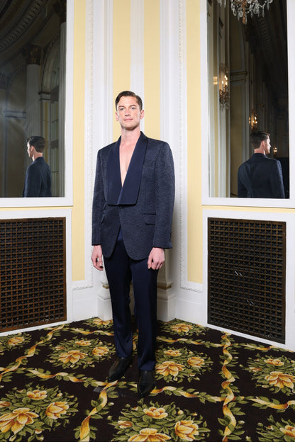 Navy Brocade/Silk Suit