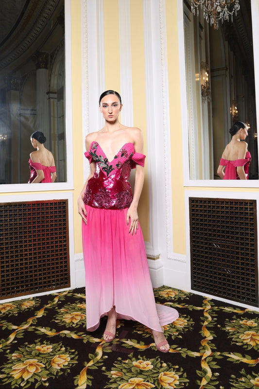 Magenta Sequin Ombre Dress
