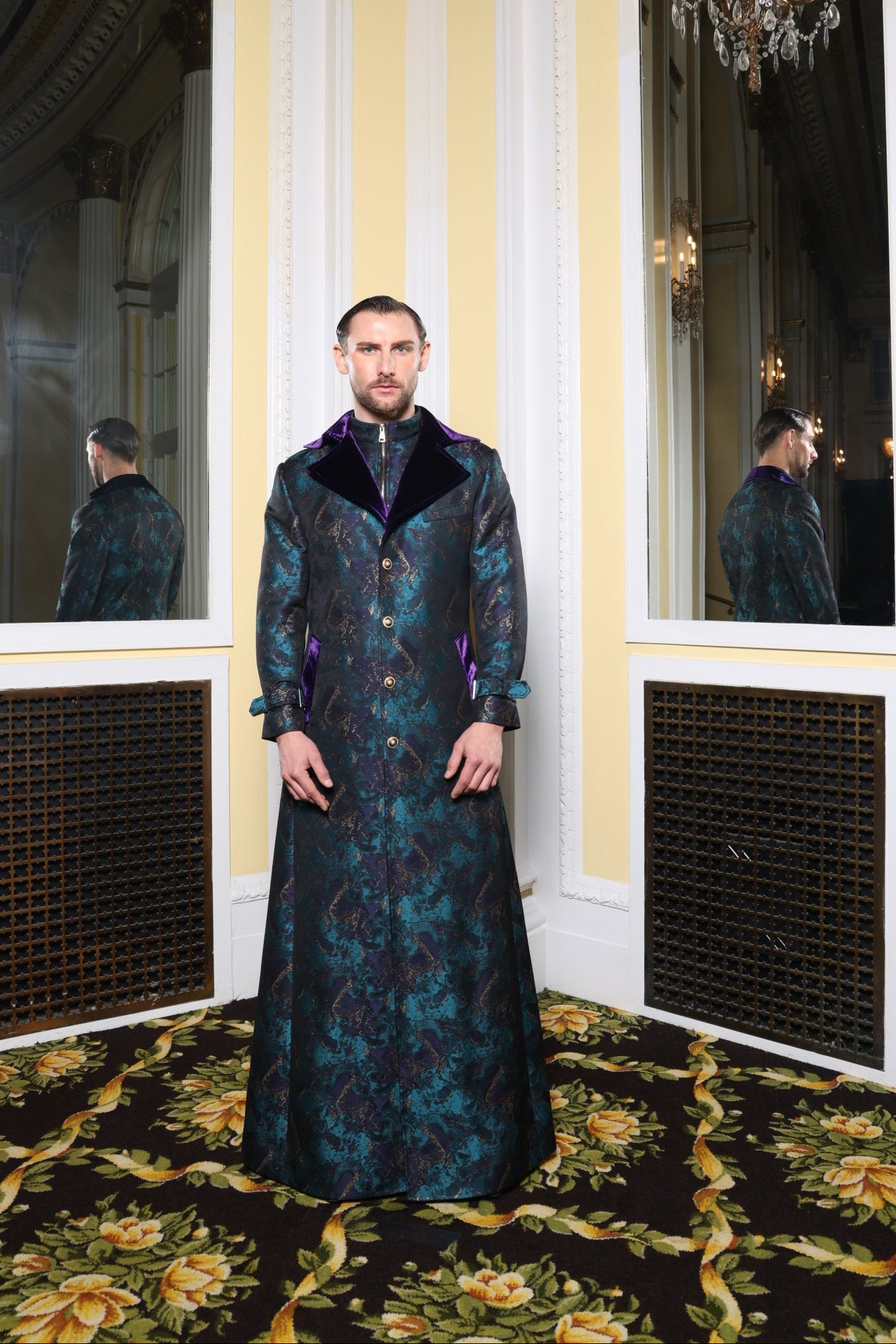 Black/Teal/Purple Marbled Full Length Suit