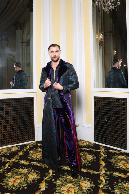 Black/Teal/Purple Marbled Full Length Suit