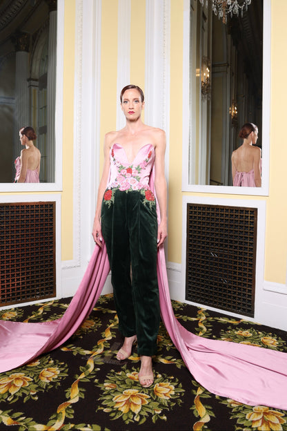Pink/Green Velvet Jumpsuit