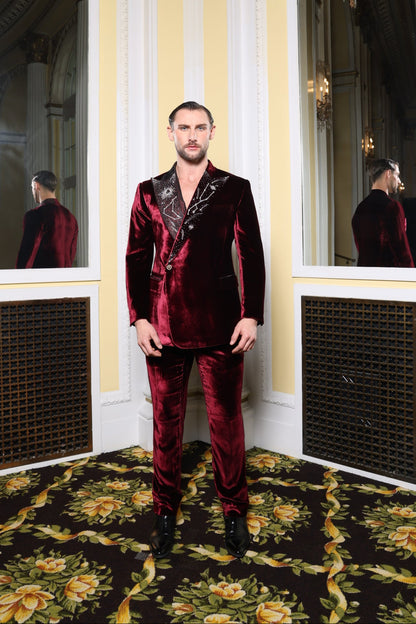 Burgundy Velvet Constellation Suit